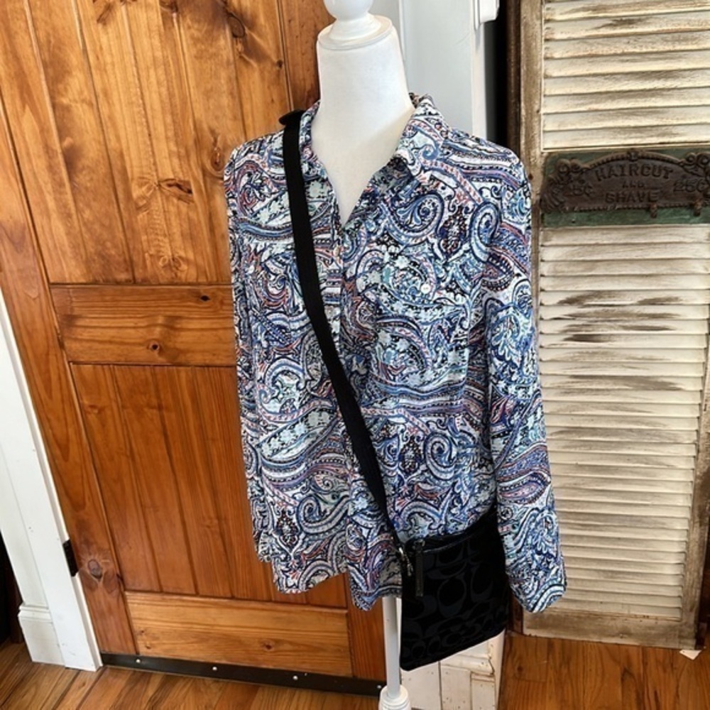 Notations retro multicolor paisley button-down shirt size L